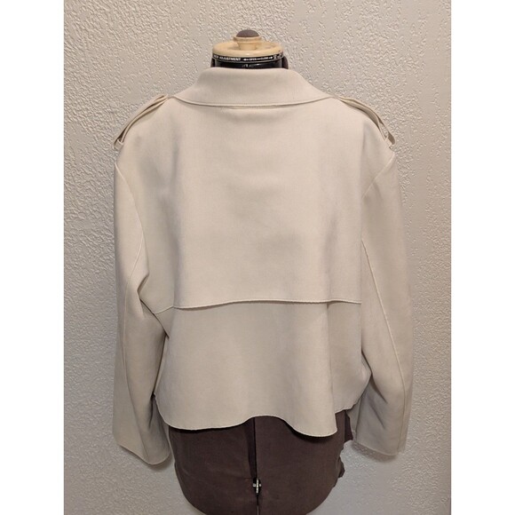 Banana Republic Petra Vegan Faux Bonded Suede Oyster Pearl Open Front Jacket XL - Picture 4 of 16